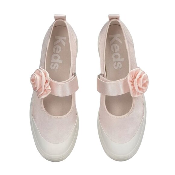 Keds Mary Jane Satin Sneaker Shoe Rose Hook And Loop Closure Size 8.5 - Picture 2 of 13